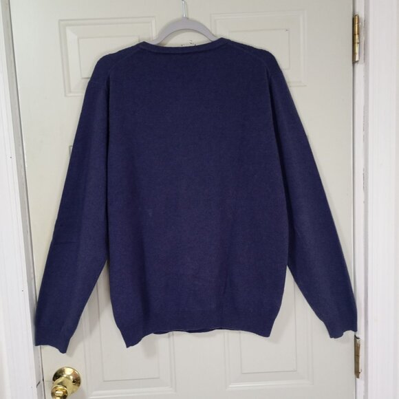 Joseph Abboud Mens V-Neck Sweater L 100% Cashmere Navy Blue - Picture 5 of 8